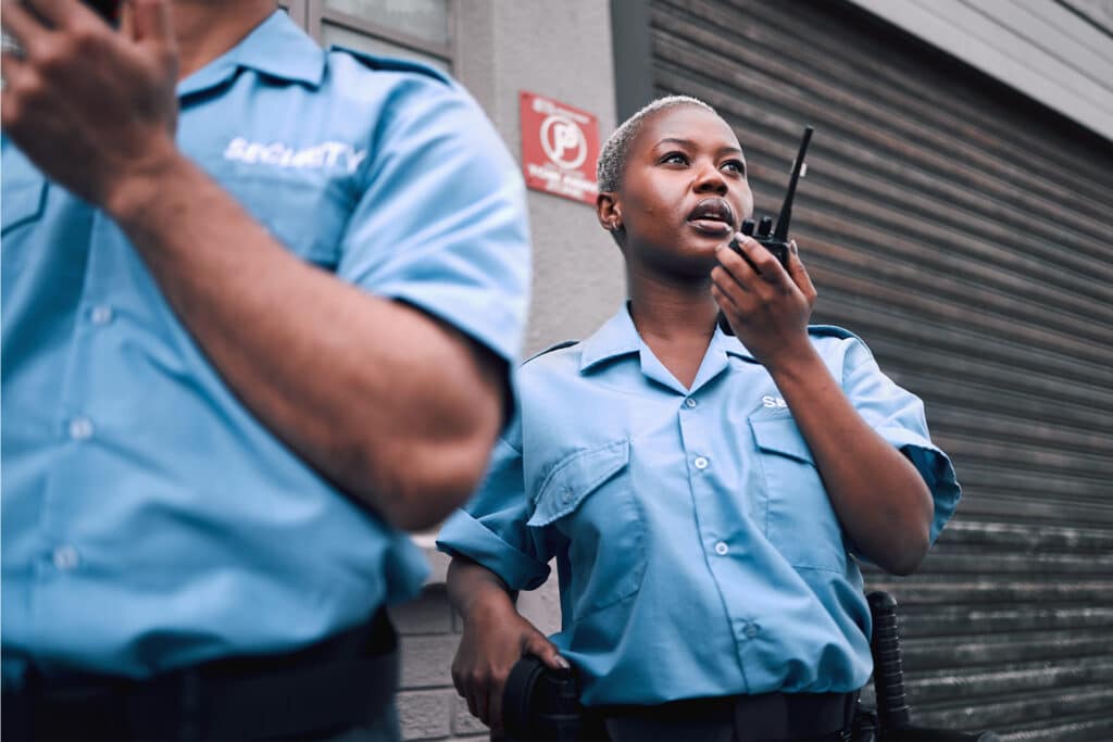 manned guards used to deter burglars from a small business