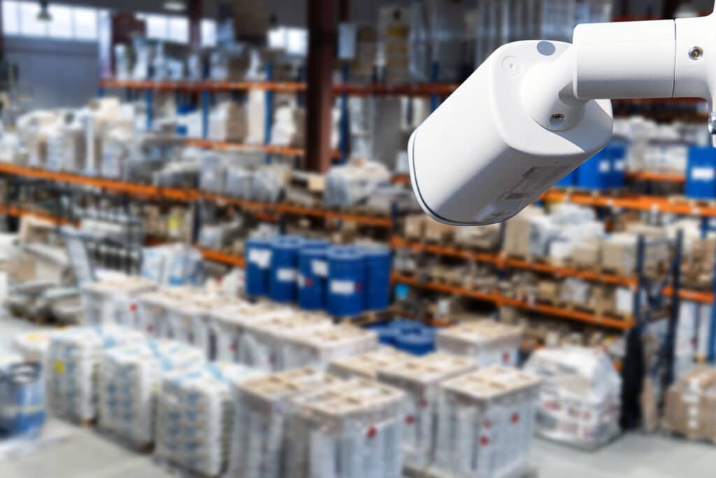 A CCTV system overlooking the site as an internal warehouse security measure